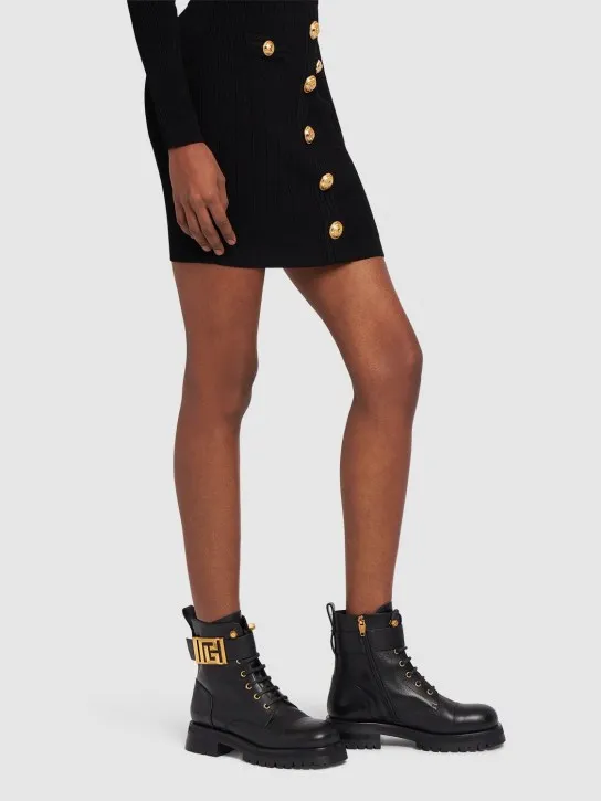 Balmain   40mm Ranger leather combat boots 