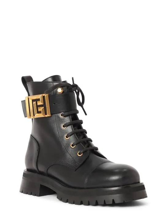 Balmain   40mm Ranger leather combat boots 