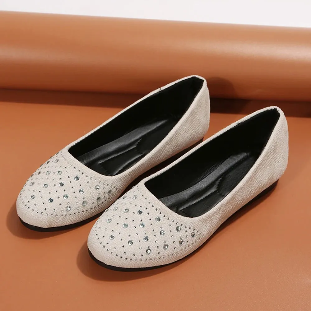 Betterthy Women's Rhinestone Flat Shoes
