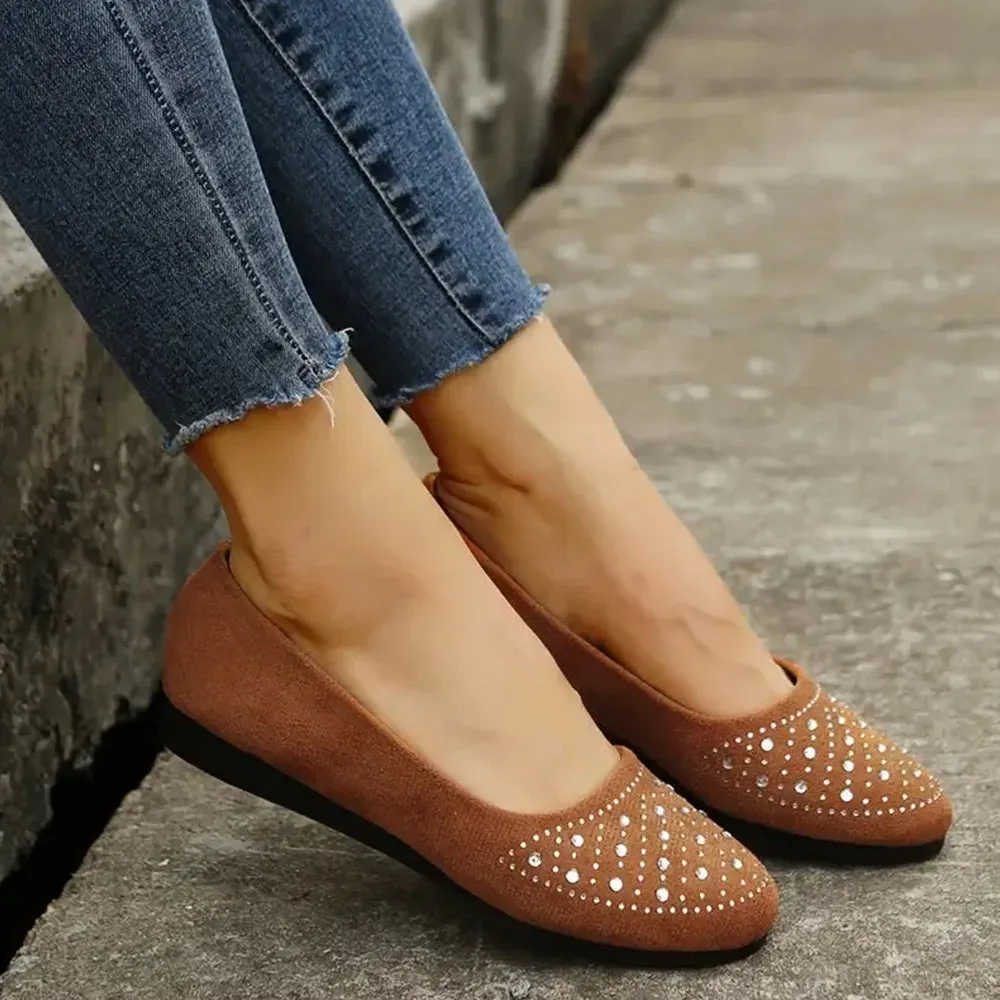 Betterthy Women's Rhinestone Flat Shoes