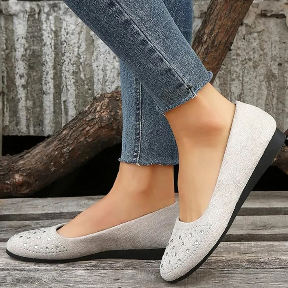 Betterthy Women's Rhinestone Flat Shoes