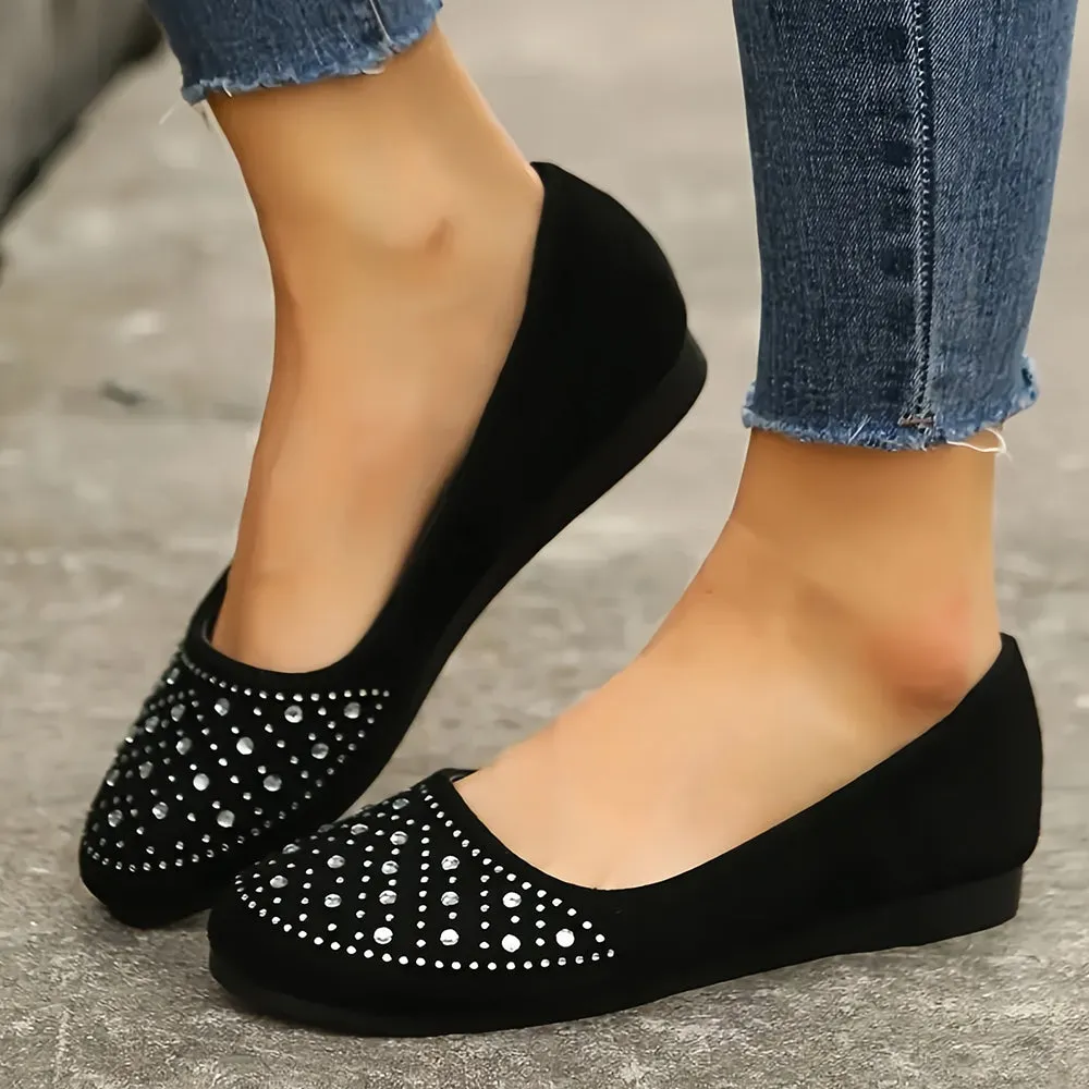 Betterthy Women's Rhinestone Flat Shoes