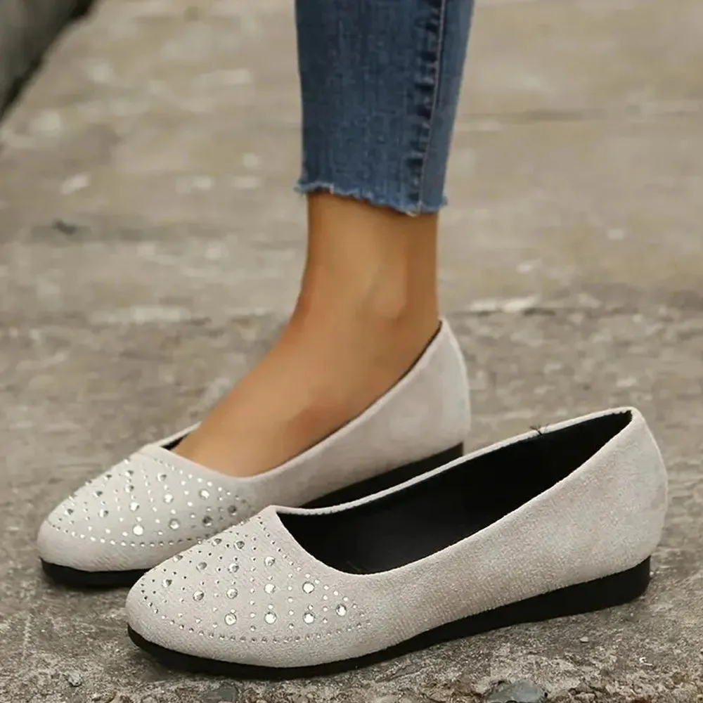Betterthy Women's Rhinestone Flat Shoes