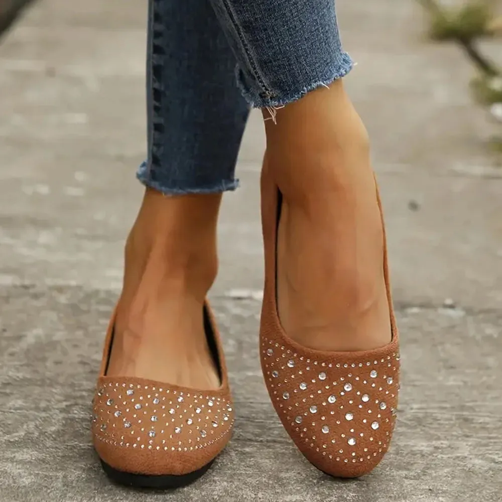 Betterthy Women's Rhinestone Flat Shoes
