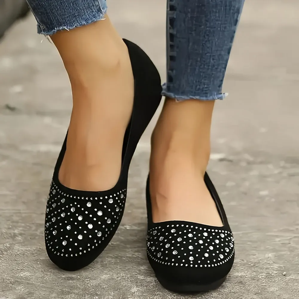 Betterthy Women's Rhinestone Flat Shoes