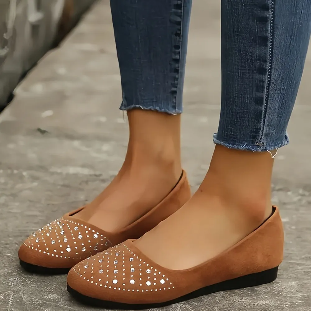 Betterthy Women's Rhinestone Flat Shoes