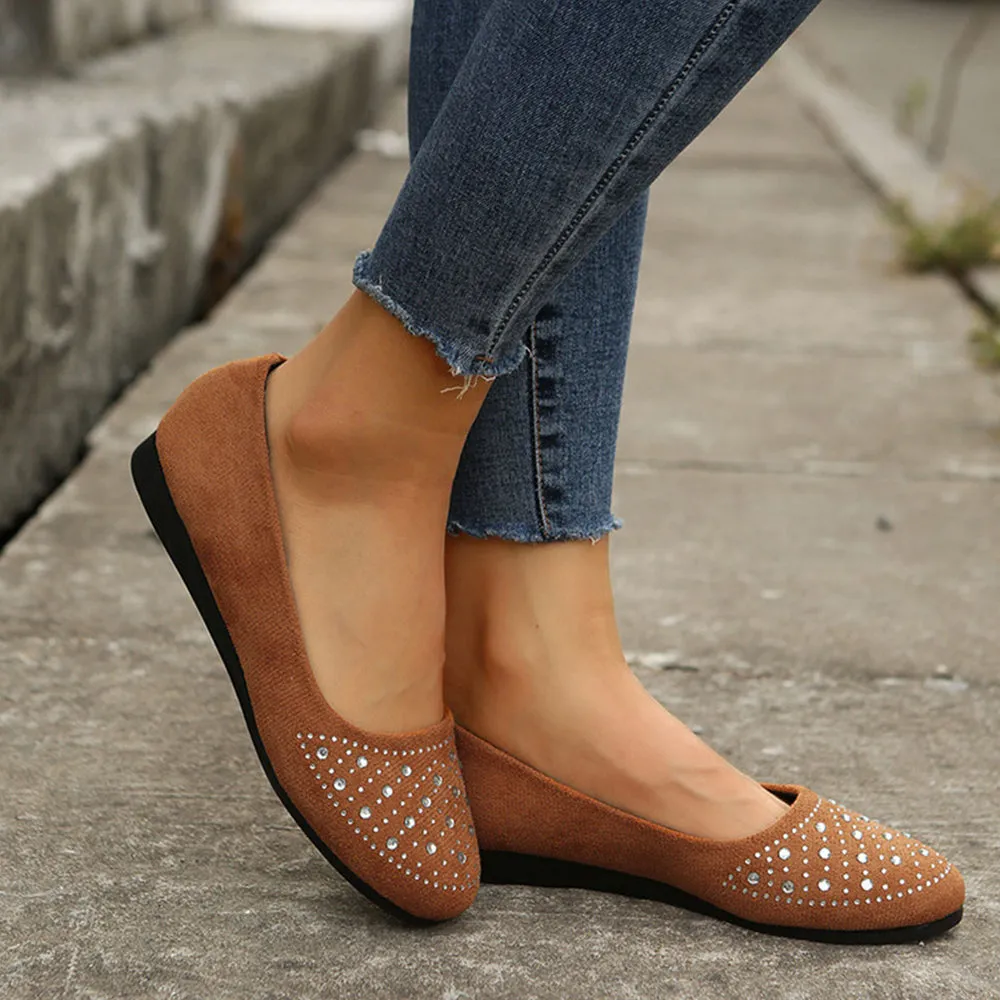 Betterthy Women's Rhinestone Flat Shoes