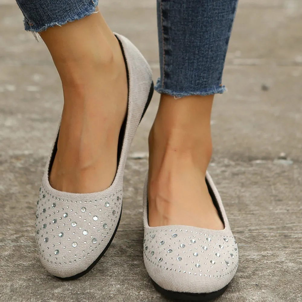 Betterthy Women's Rhinestone Flat Shoes