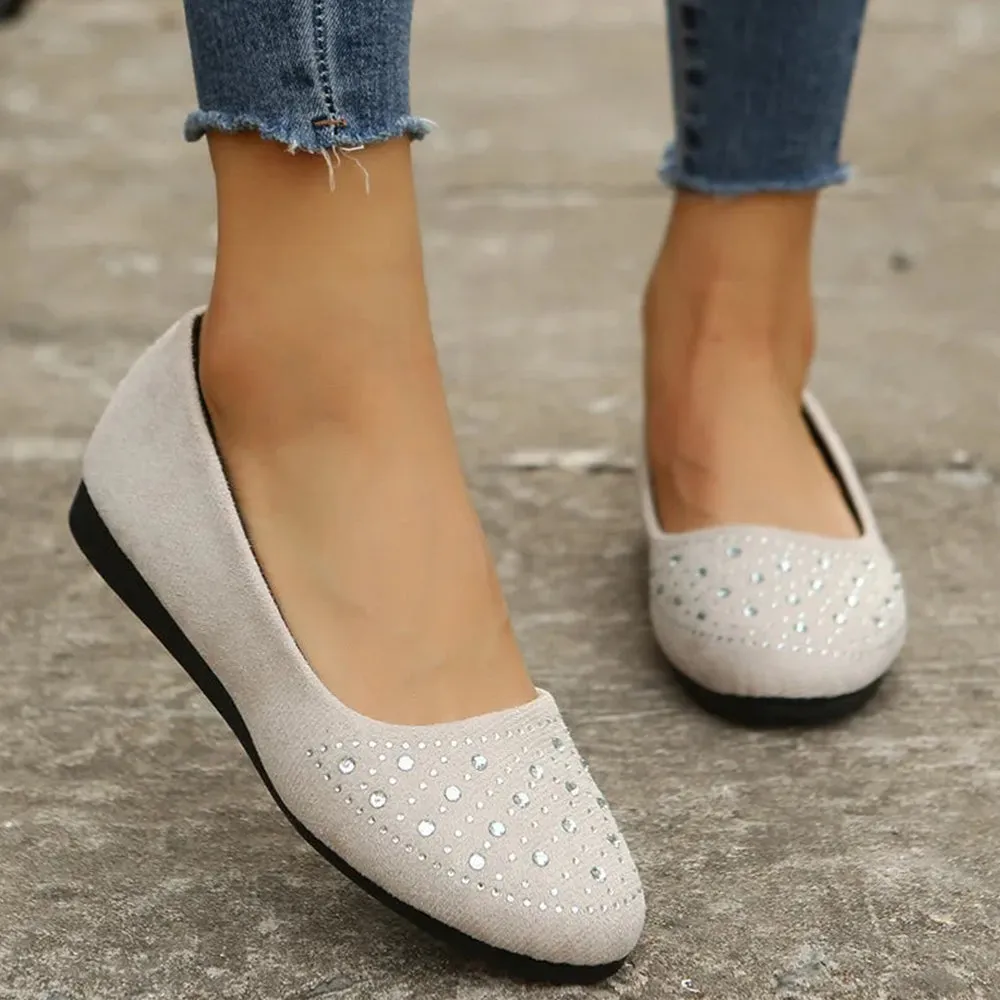 Betterthy Women's Rhinestone Flat Shoes