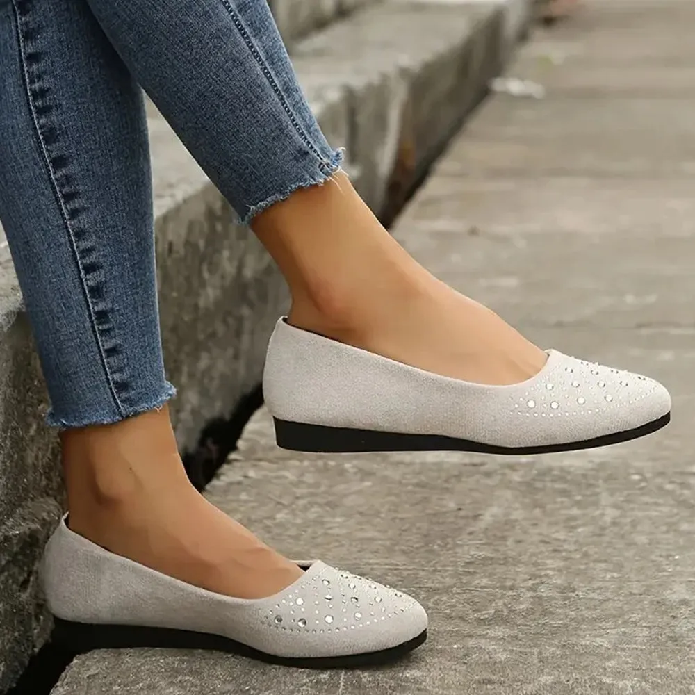 Betterthy Women's Rhinestone Flat Shoes