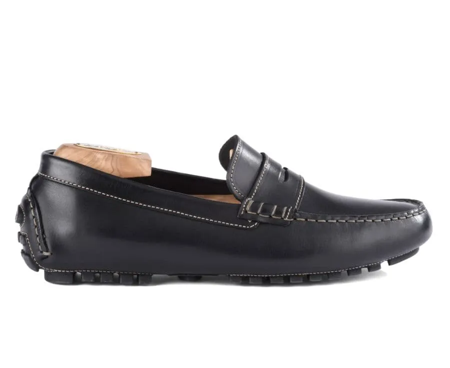 Black Leather Men&#039;s Driving Moccasins - FERGUSON