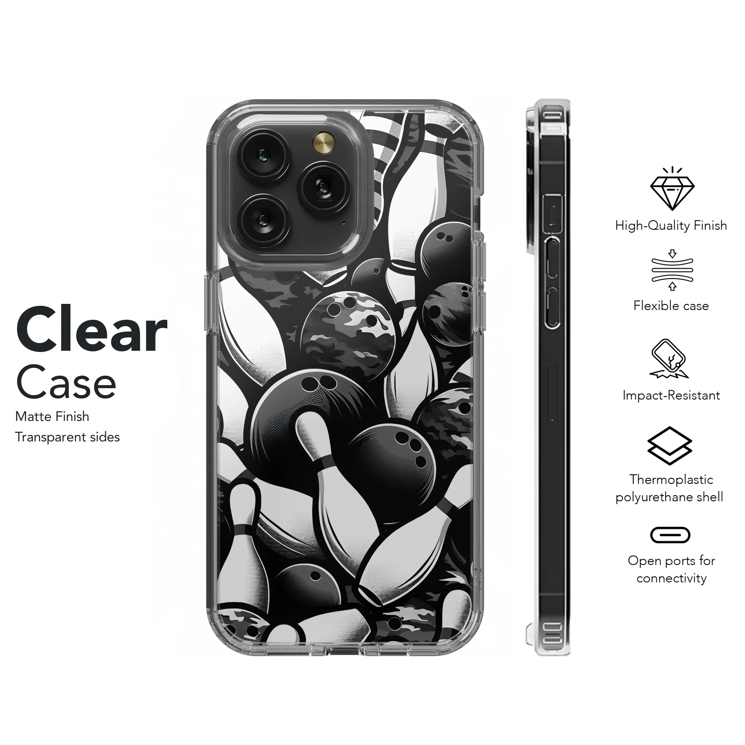 Bowling Balls and Pins Camouflage Phone Case iPhone Samsung Cover Pixel 3434