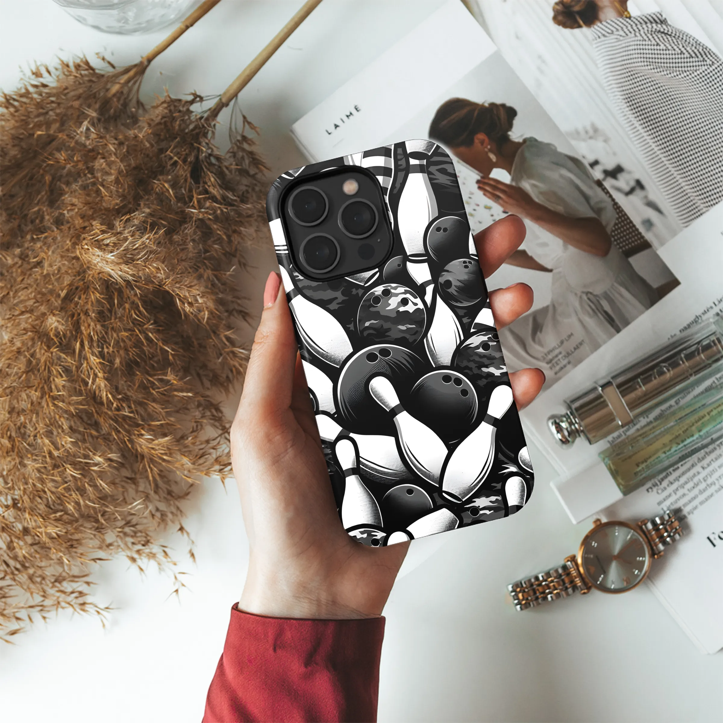 Bowling Balls and Pins Camouflage Phone Case iPhone Samsung Cover Pixel 3434