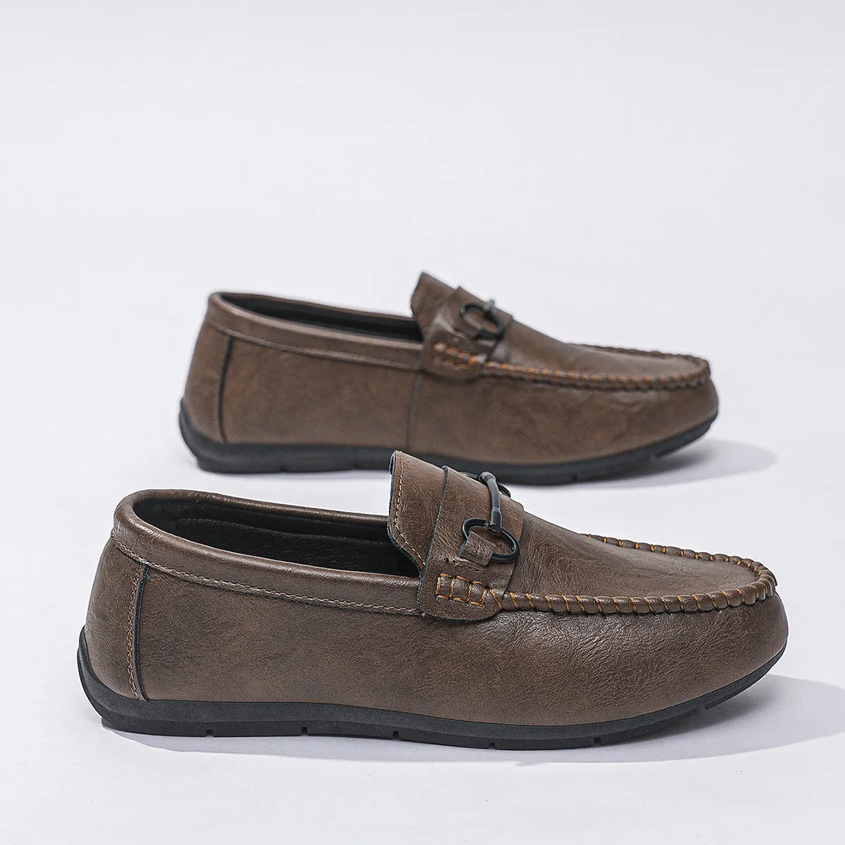 British high-end breathable men's shoes with one foot, Doudou loafers, comfortable driving, low-top summer flat bottom Wenzhou