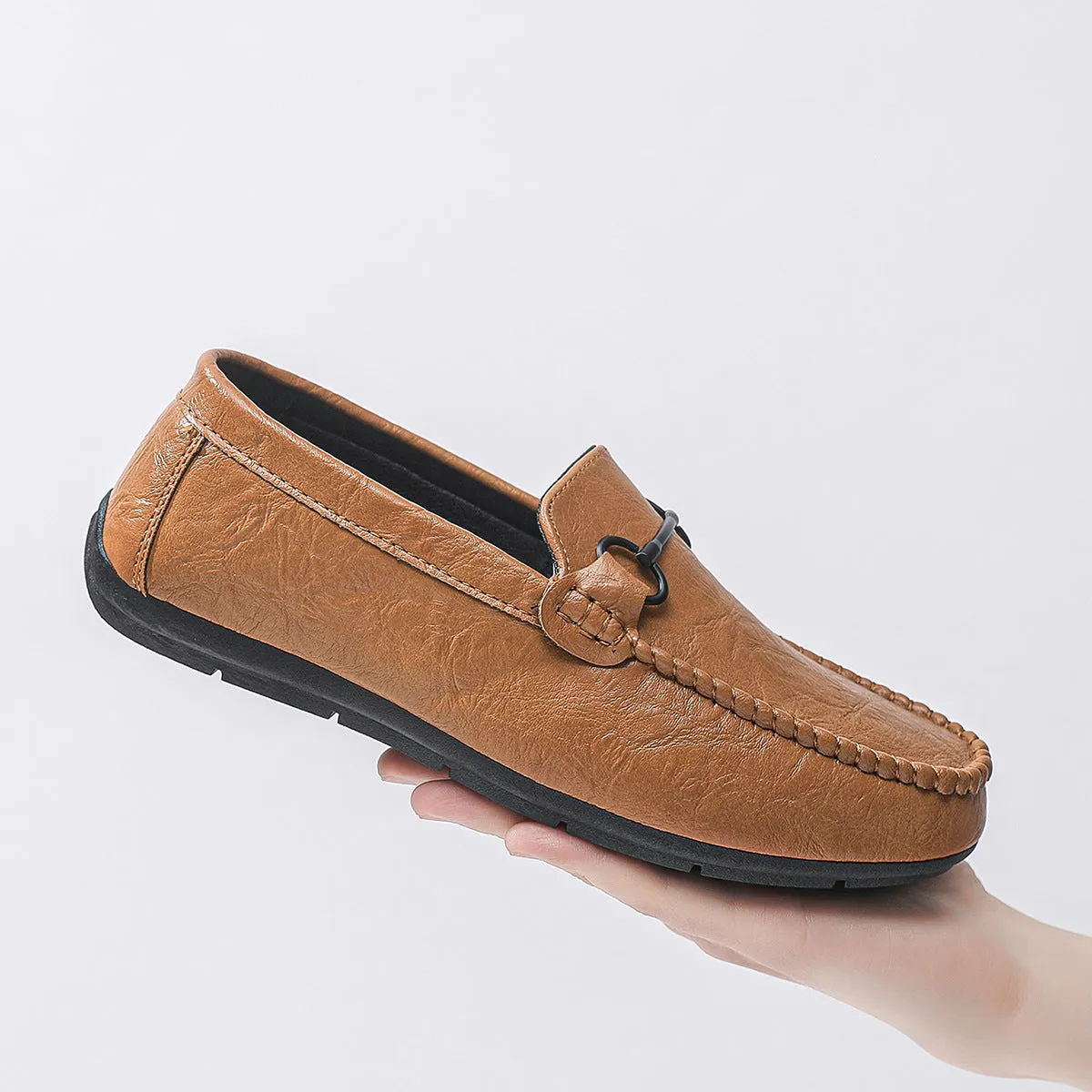 British high-end breathable men's shoes with one foot, Doudou loafers, comfortable driving, low-top summer flat bottom Wenzhou