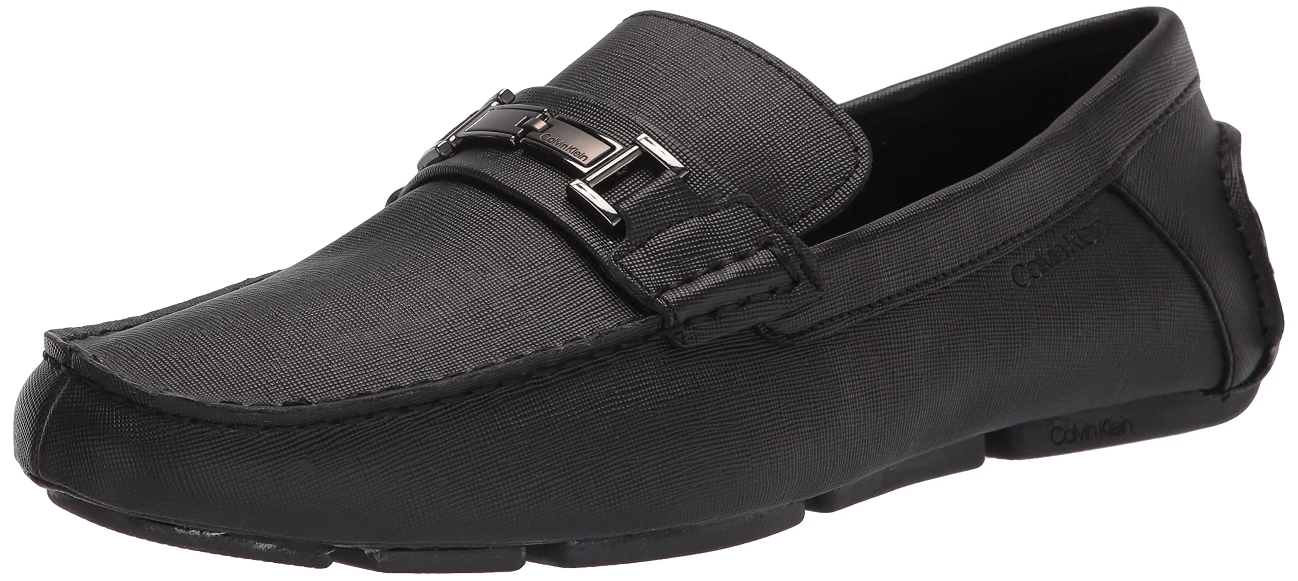 Calvin Klein Men's Magnus Driving Style Loafer, Black Weave Emboss 001, 10
