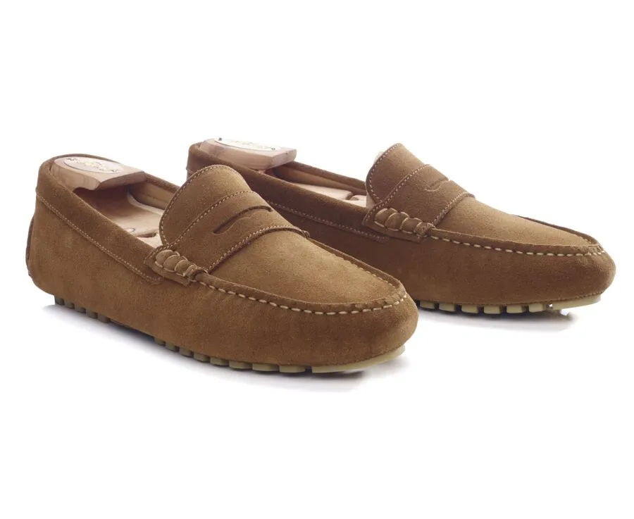Caramel Suede Men&#039;s Driving Moccasins - FERGUSON