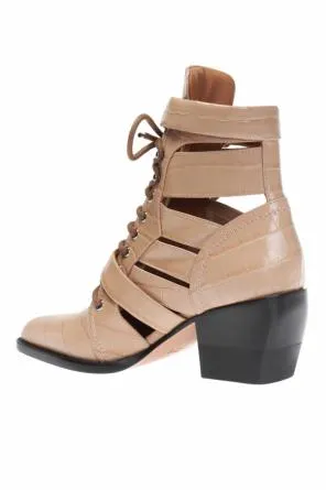 CHLOÉ  RYLEE CROC EMBOSSED ANKLE BOOTS