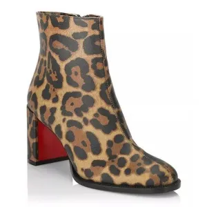 Christian Louboutin Adoxa Leopard Ankle Boots Booties Brown