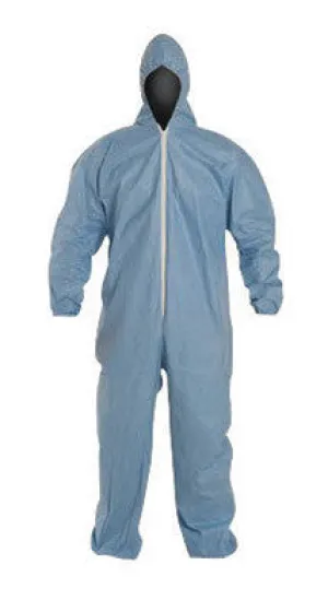 DuPont Large Blue Safespec 2.0 Tempro Disposable Water And Flame Resistant Coveralls With Front Zipper Closure And Set Sleeves