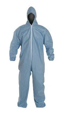 DuPont Large Blue Safespec 2.0 Tempro Disposable Water And Flame Resistant Coveralls With Front Zipper Closure And Set Sleeves