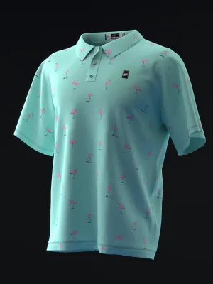 FAIRWAYS - FLAMINGOS - NEON TEAL - BOWLING POLO
