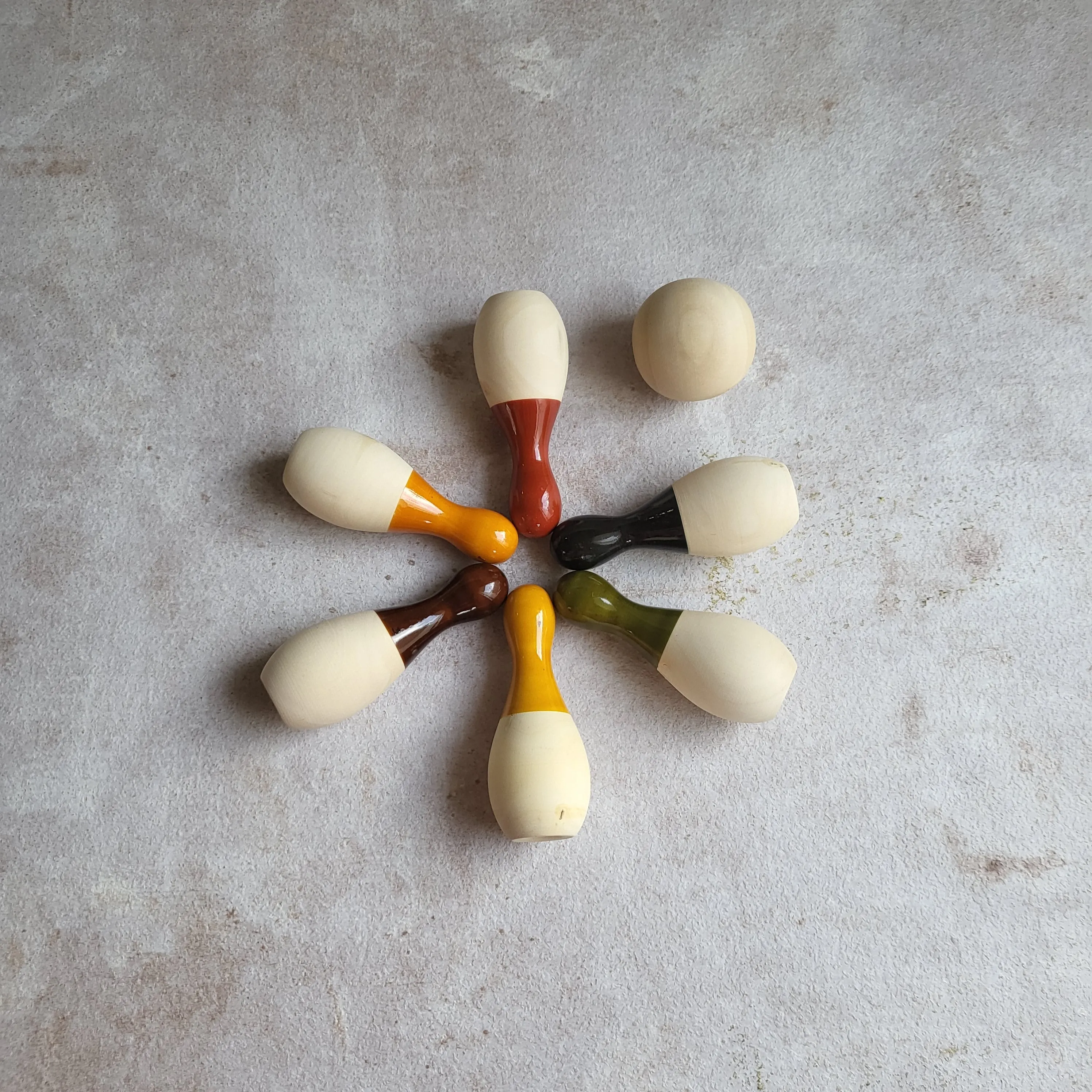 Handcrafted Wooden Bowling Set