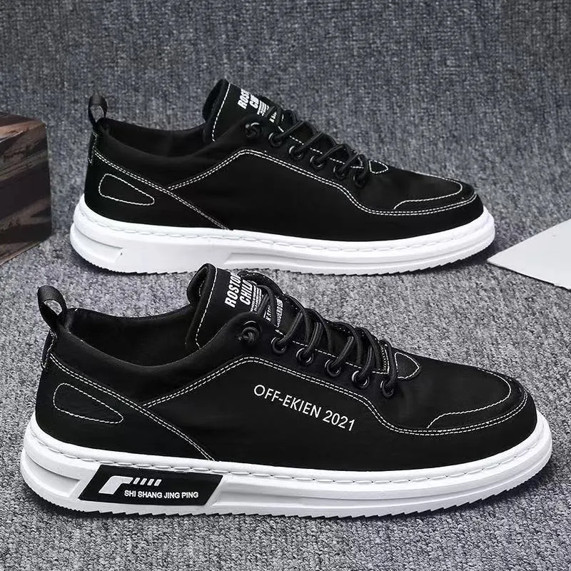 Ilooove 2023 Canvas Shoes Men Sneakers Casual Breathable Walking Flats Lace-up Skateboard Trainers Fashion Lightweight Man Vulacnized Shoes