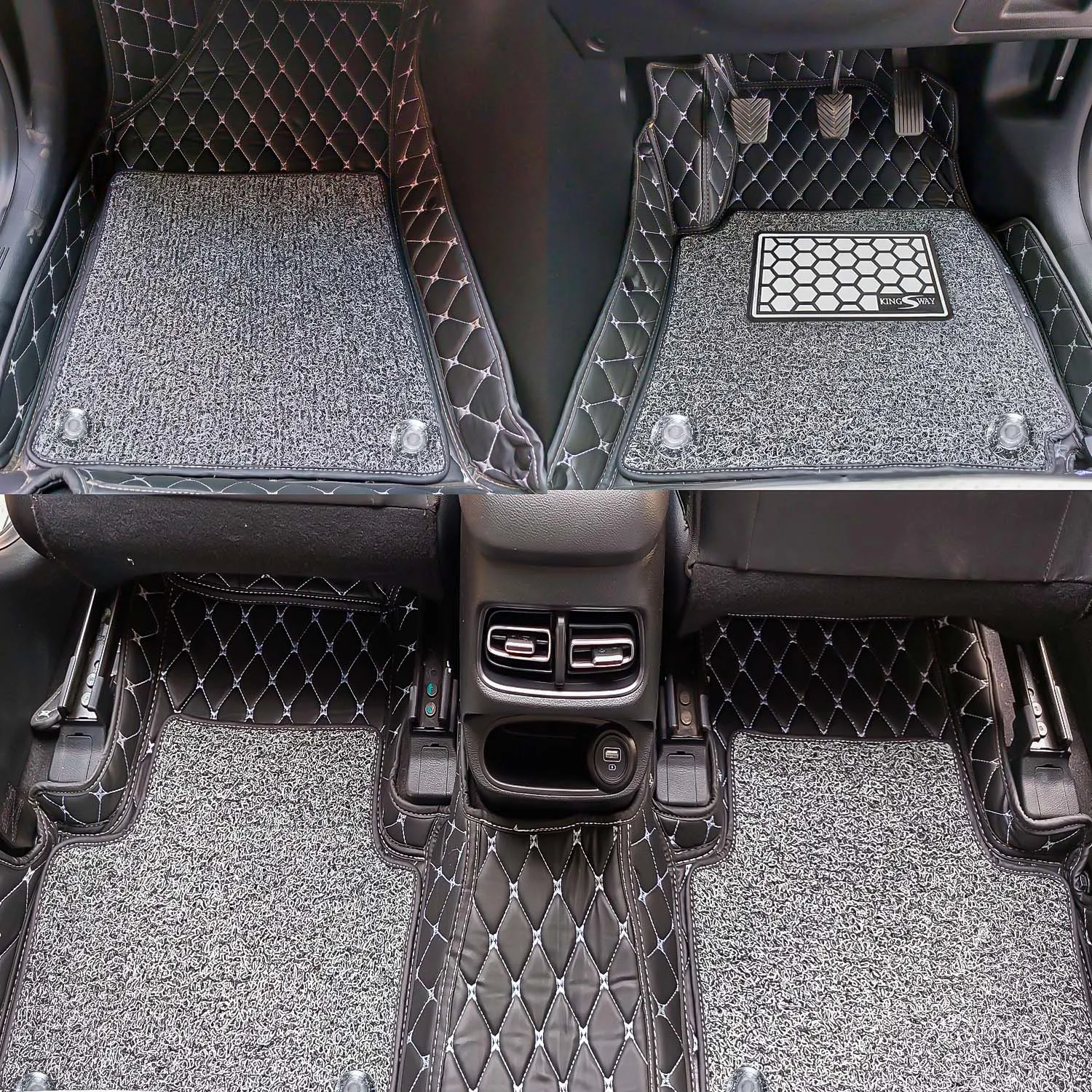 KINGSWAY® E6 7D Car Mat for (Year 2021 Onwards), Compatible with BYD E6 Car Floor Mats, Complete Set of 3 Pieces, Top-Notch PU Leatherette 7D Foot Mats, Washable, Black
