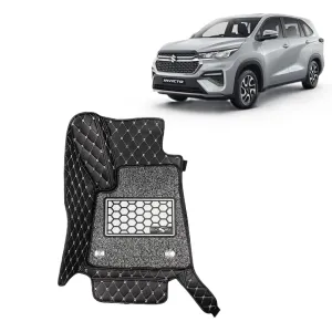 KINGSWAY® Invicto 7D Car Mat for (Year 2023 Onwards), Compatible with Maruti Suzuki Invicto 8 Seater Car Floor Mats, Complete Set of 4 Pieces, Top-Notch PU Leatherette 7D Foot Mats, Washable, Black