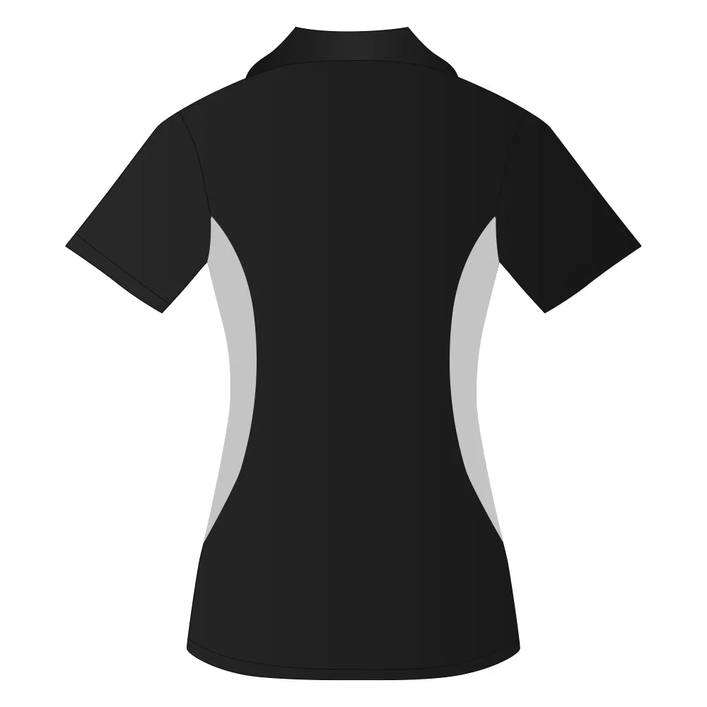 Ladies Snag Resistant Colour Block Sport Shirt Black-White