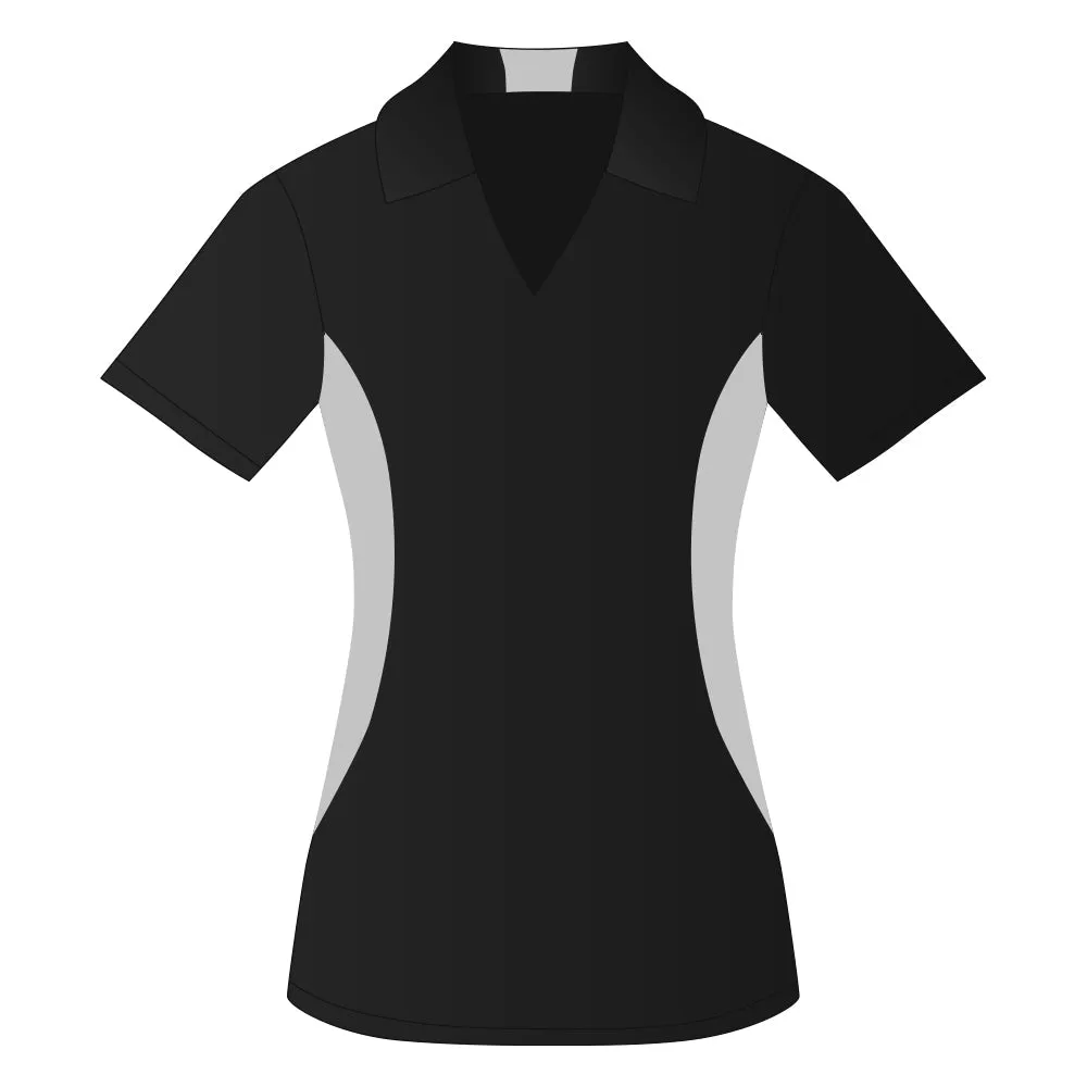 Ladies Snag Resistant Colour Block Sport Shirt Black-White
