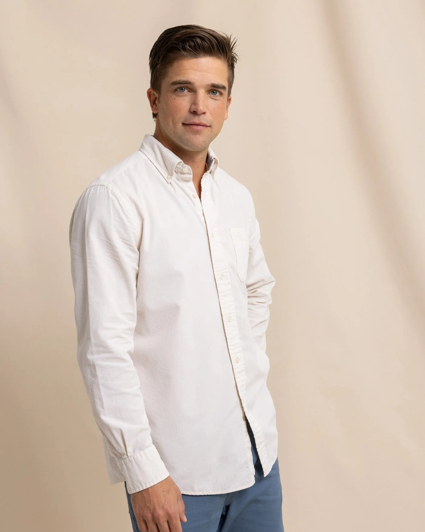 Lightweight Bedford Cord Long Sleeve Sport Shirt