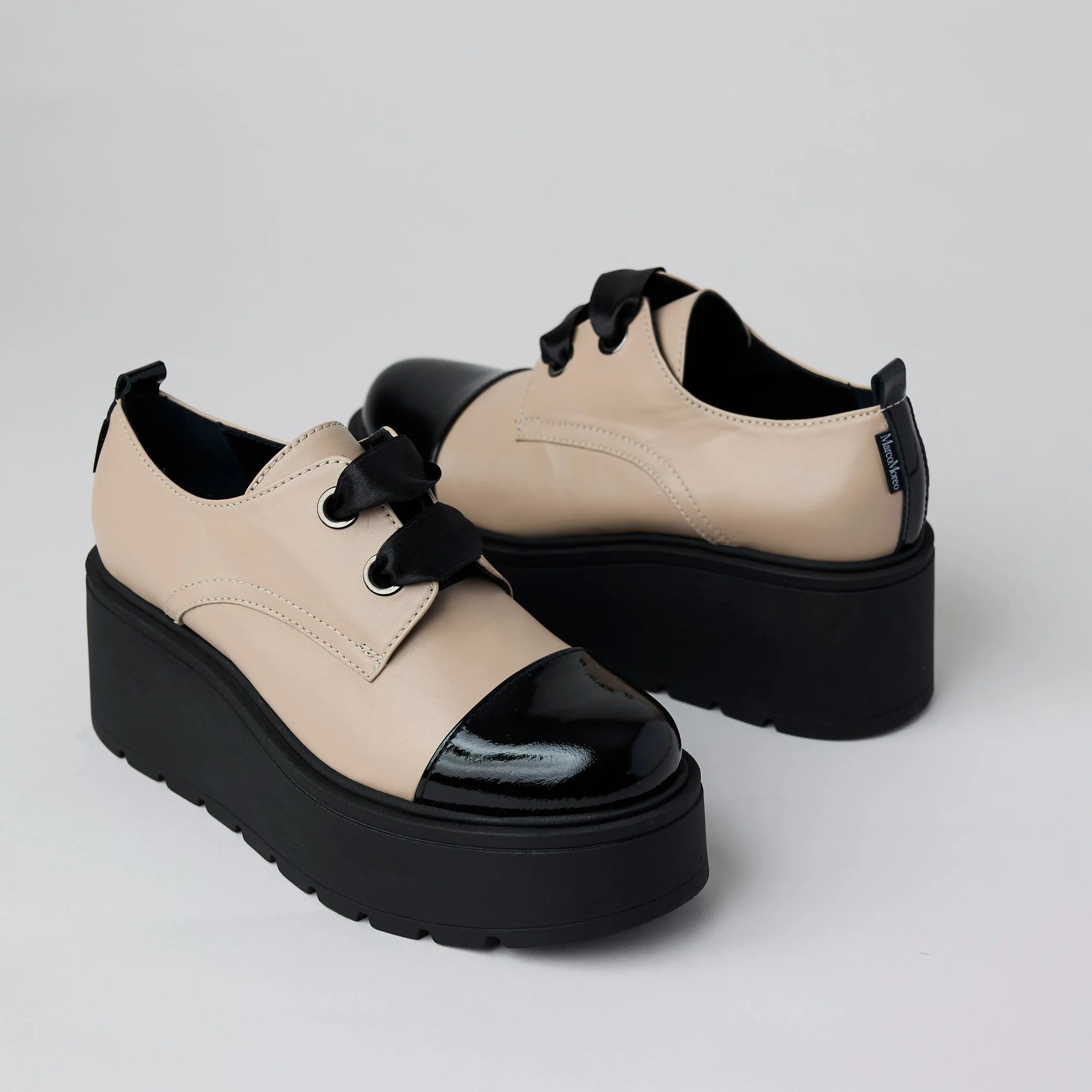 Marco Moreo Beige Leather Bowling Style Shoes