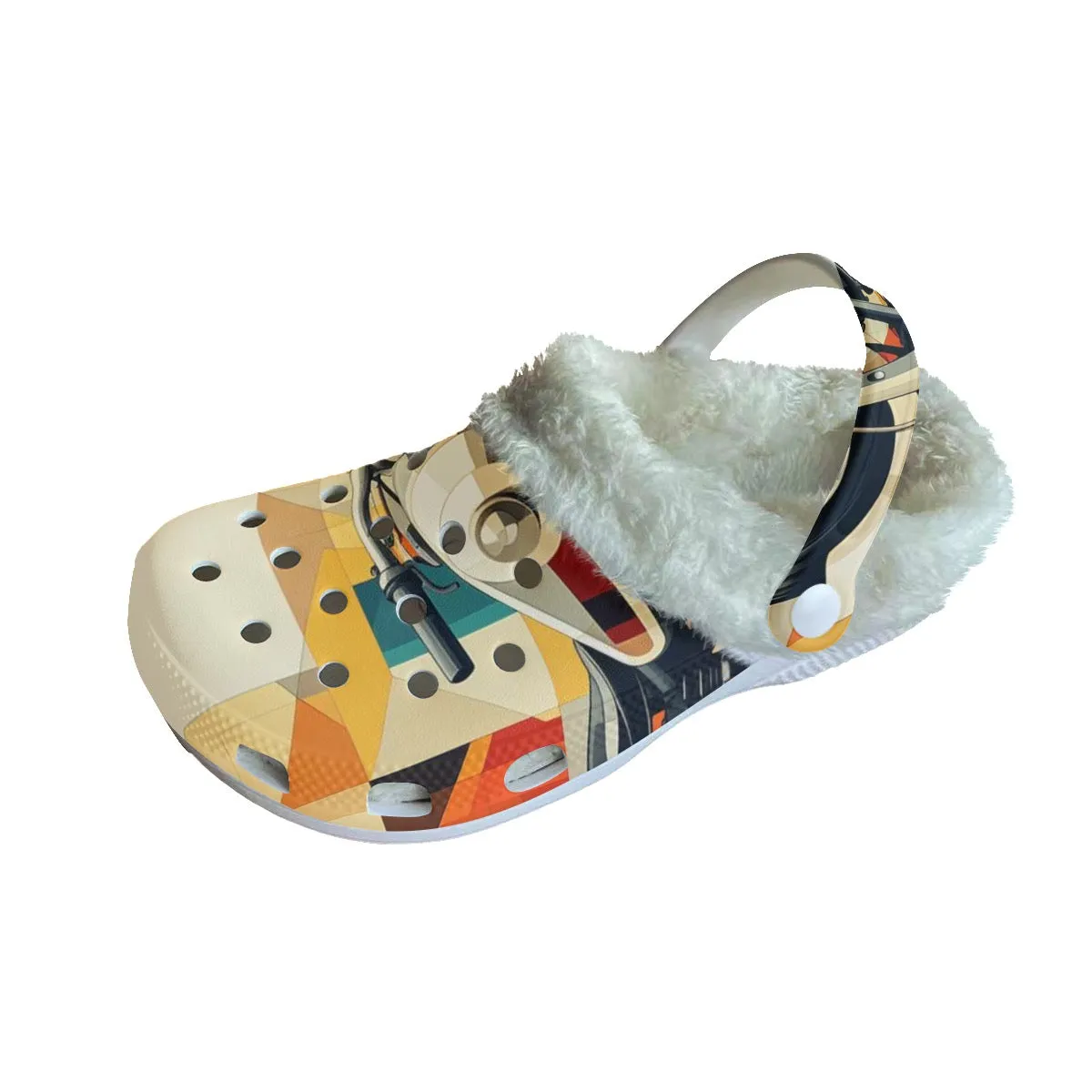 Mc#23 Men's Classic Clogs with Fleece, motorcycle, print,