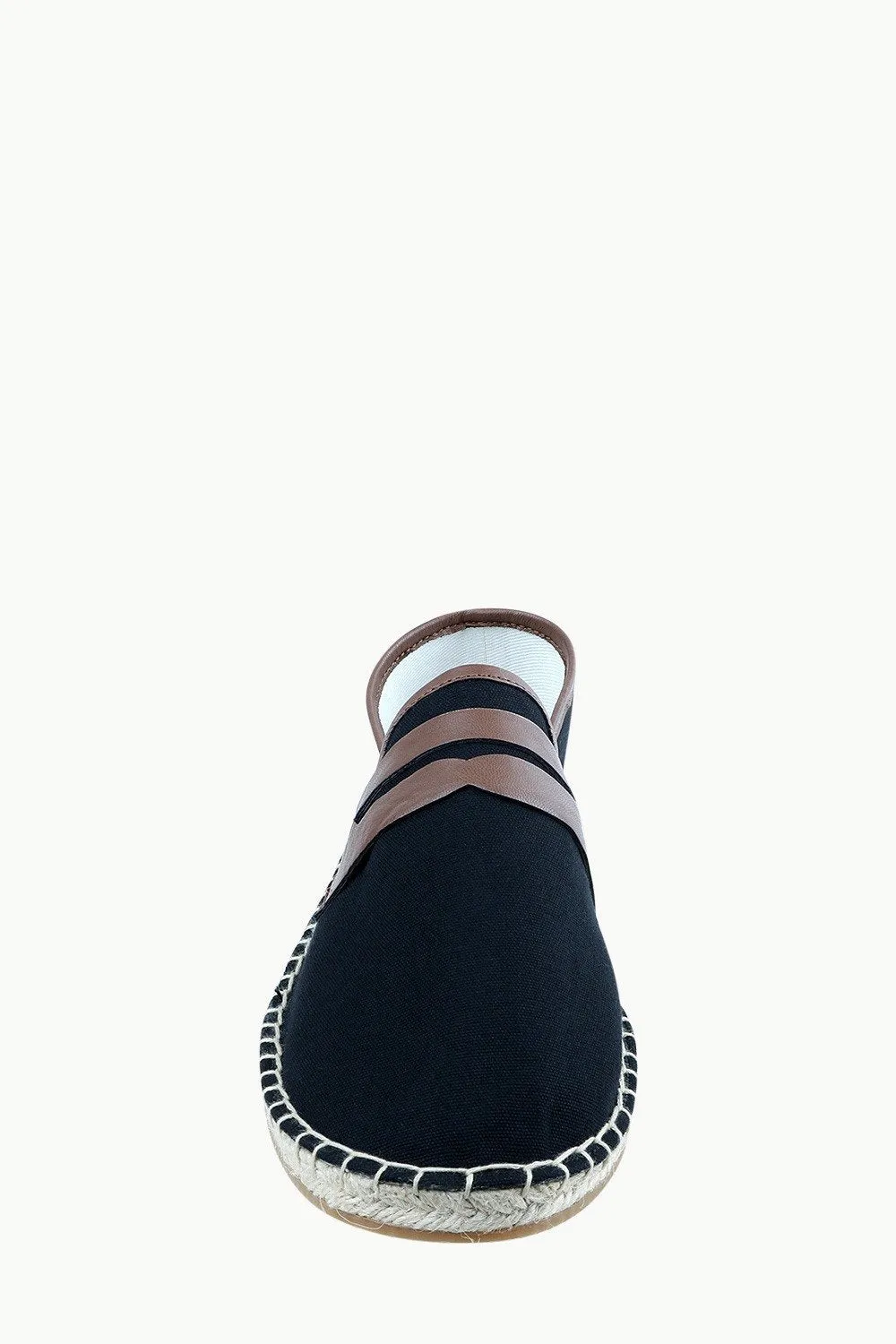 Men's Leather Patch Black Canvas Espadrilles