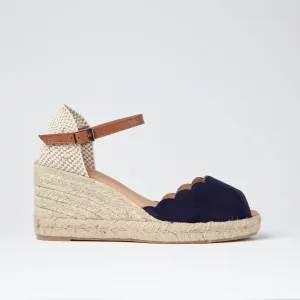 Navy Suede Scallop Espadrille wedge Navy Suede Scallop Espadrille wedge