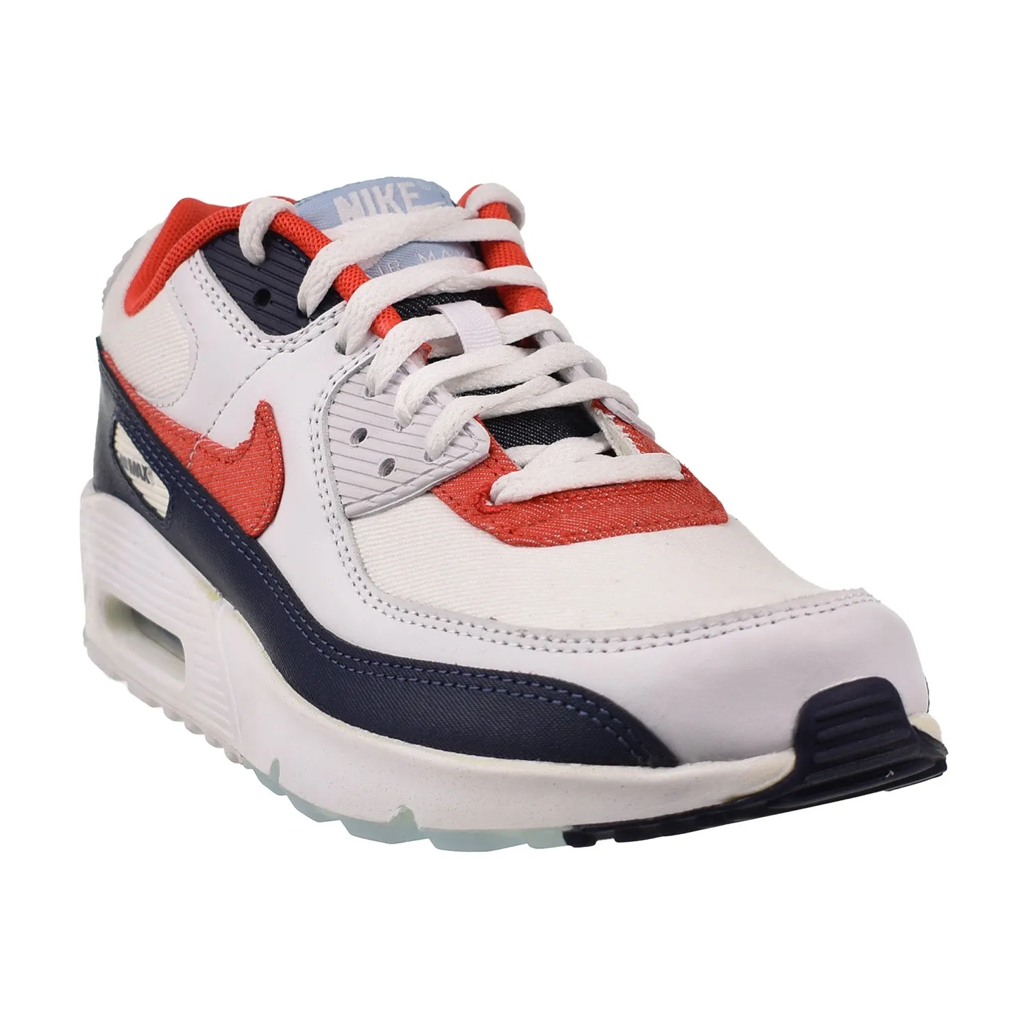 Nike Air Max 90 USA Denim (GS) Big Kids' Shoes White-Chile Red
