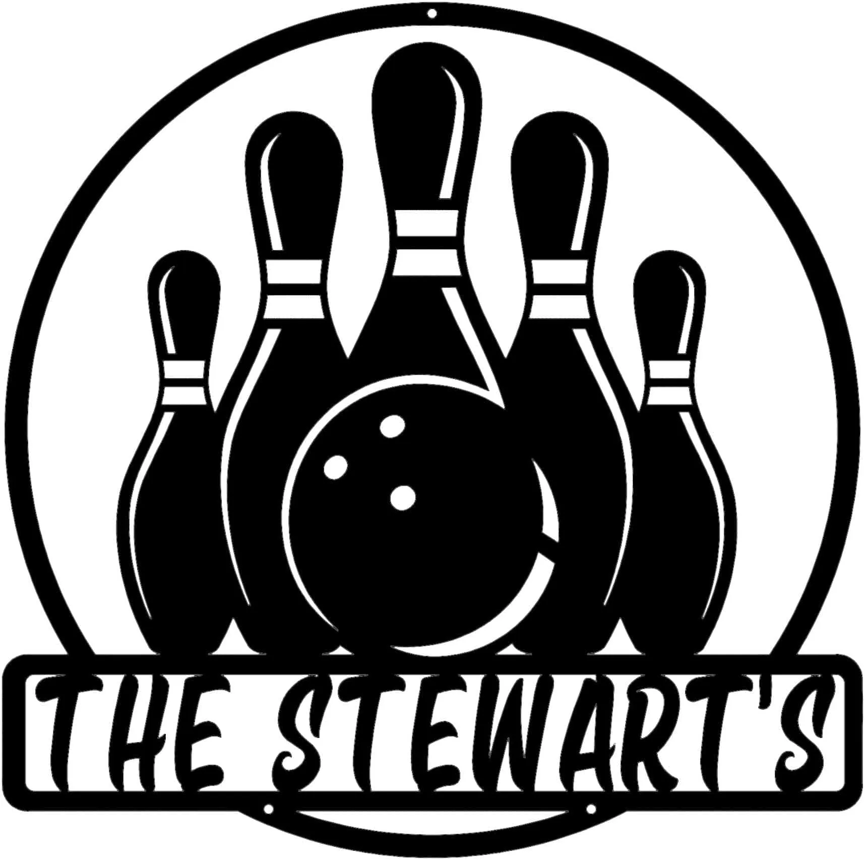 Personalized Bowling Ball with Pins Sign - Strike Up Some Fun (C76)