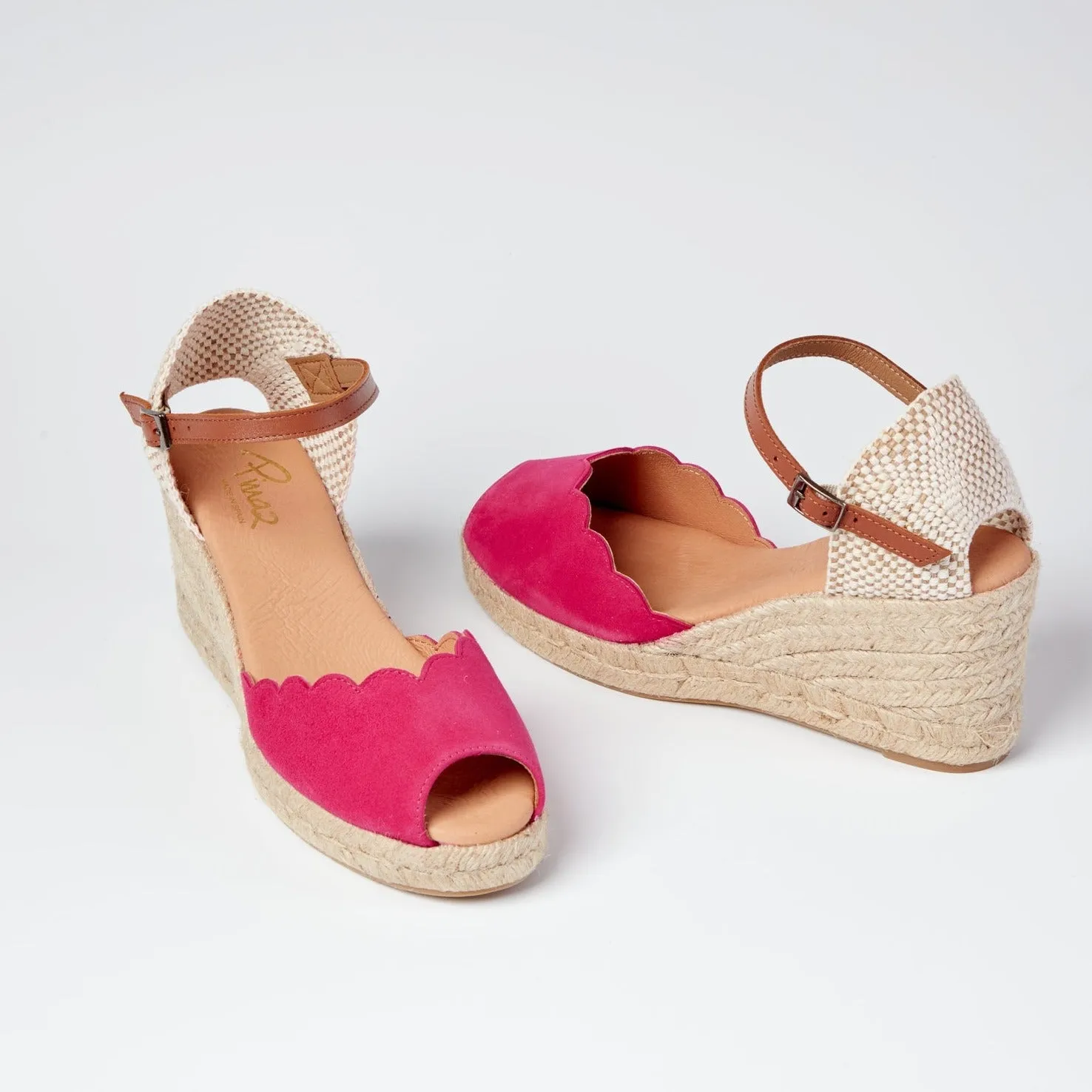 Pinaz Pink Suede Scallop Espadrille