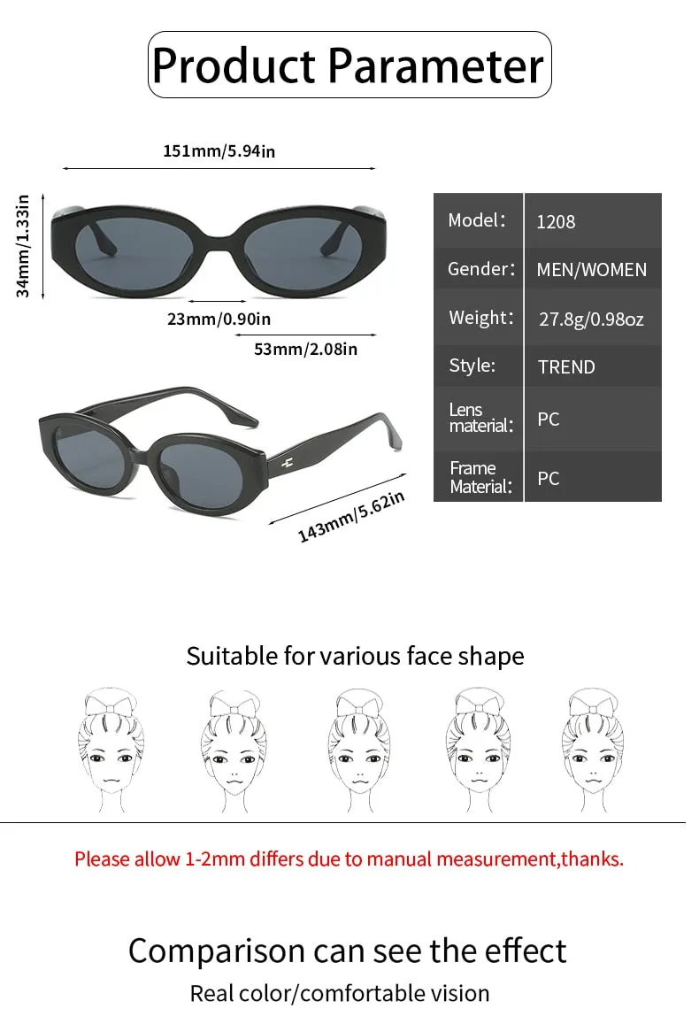 Unisex Designer Fashion Retro Vintage Oval Gradient Eyewear Sunglasses