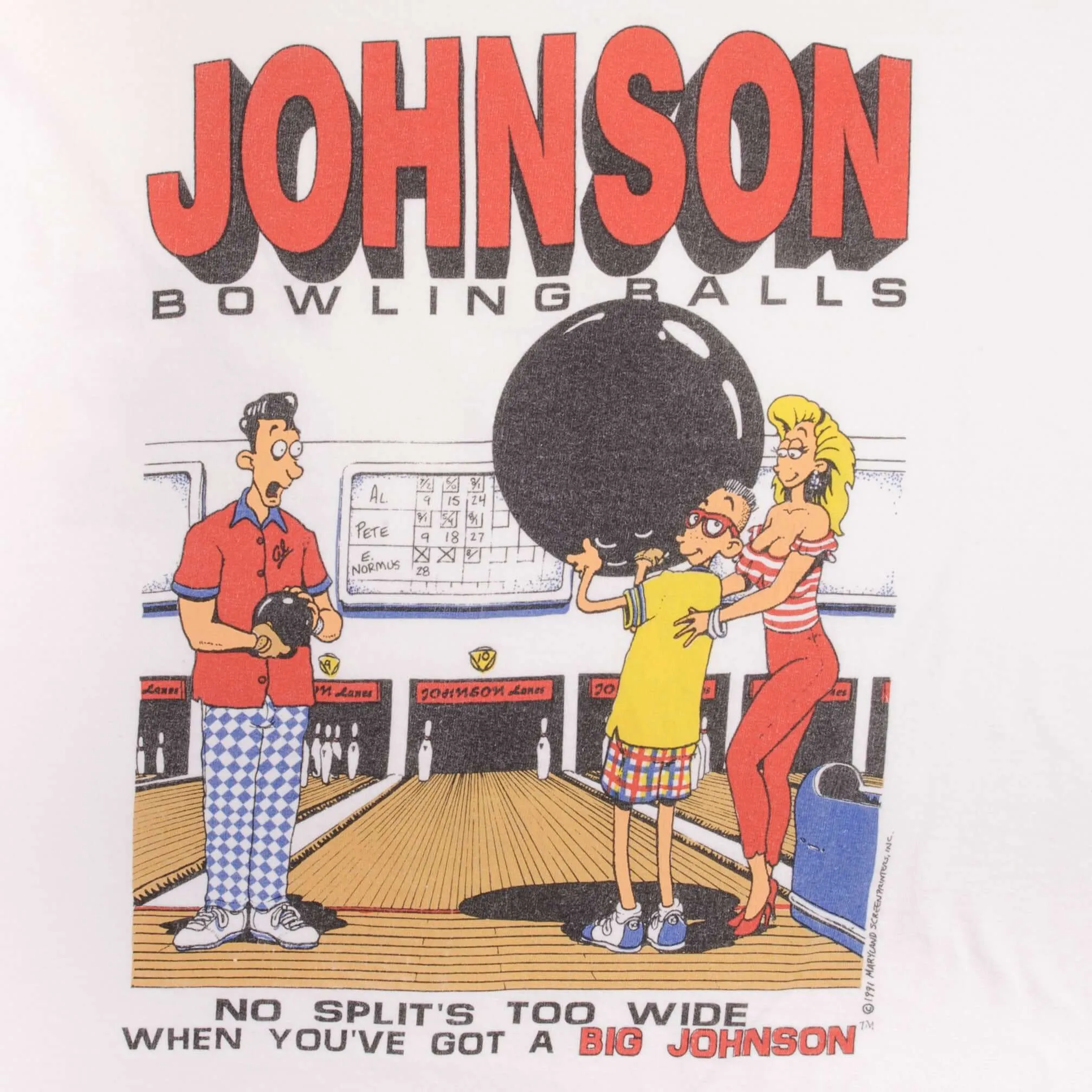 VINTAGE JOHNSON BOWLING BALLS 1991 TEE SHIRT SIZE XL MADE IN USA