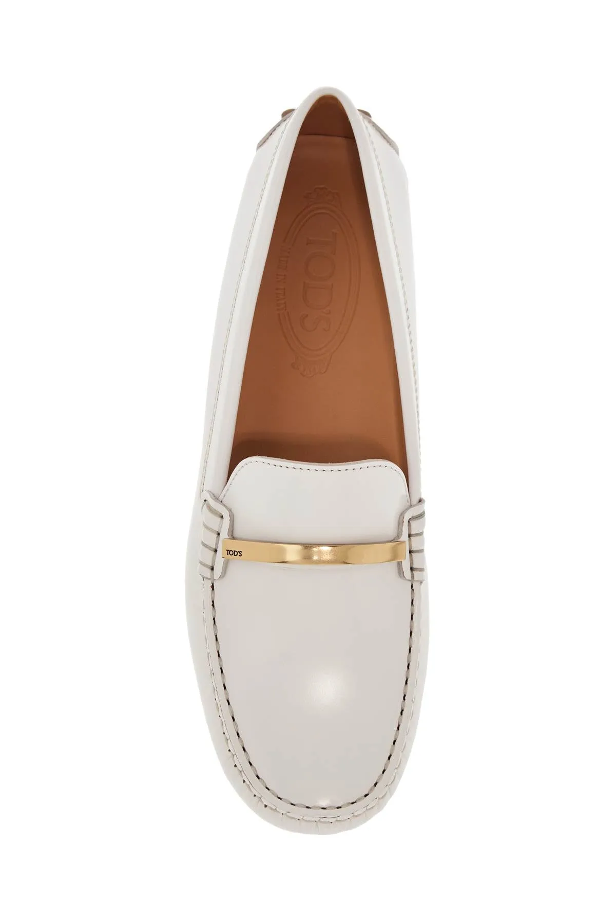 white lime calfskin driving loafer with low heel XXW22L0IT90U18 BIANCO CALCE