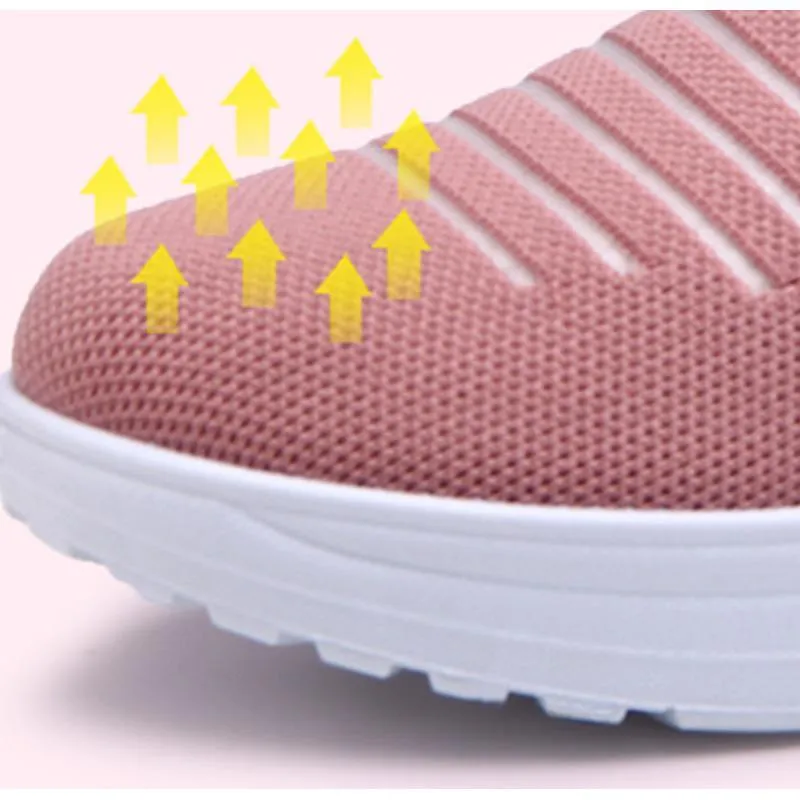 Women's Mesh Cushioned Slip On Platform Casual Flying Woven Shoes