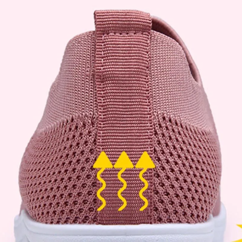 Women's Mesh Cushioned Slip On Platform Casual Flying Woven Shoes