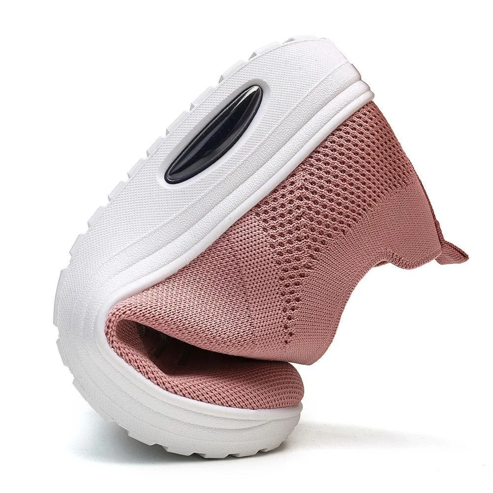 Women's Mesh Cushioned Slip On Platform Casual Flying Woven Shoes